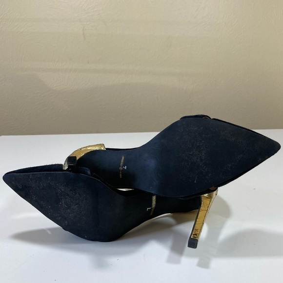 JEFFREY CAMPBELL black & gold ankle wrap pumps 7 - Picture 12 of 14